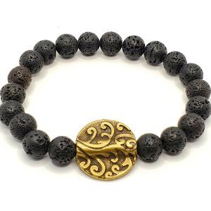 Natural Black Lava Beaded bracelet